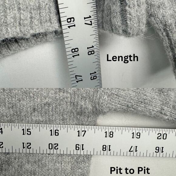 Nwt Old Navy Gray Metallic Crew Knit Stretch Cropped Sweater Medium (8) Girl's - Picture 7 of 8